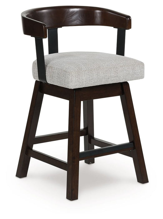 Haddigan - Dark Brown - Upholstered Swivel Barstool (Set of 2) - Simple Home Plus