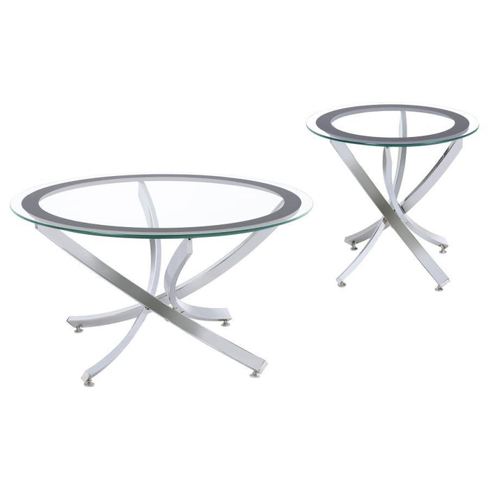 Brooke - Round Glass Top Coffee Table Set - Simple Home Plus
