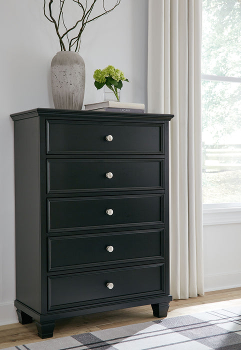 Lanolee - Black - Five Drawer Chest - Simple Home Plus