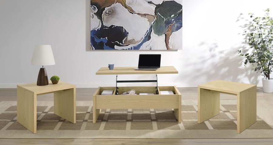 Canoga - Lift Top Cocktail Coffee Table Set - Light Oak - Simple Home Plus