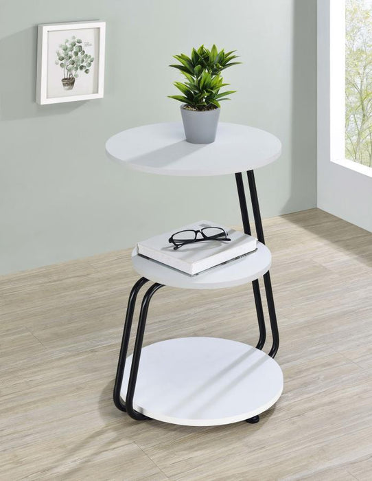 Hilly - 3-Tier Round Accent Side Table - White And Black - Simple Home Plus