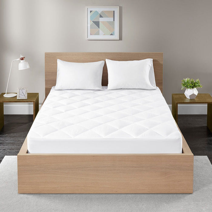 Quiet Nights - Queen Waterproof Diamond Quilting Down Alternative Mattress Pad - White - Simple Home Plus
