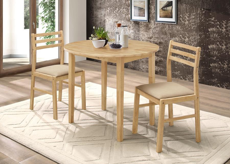 Bucknell - 3 Piece Round Drop Leaf Dining Table Set - Simple Home Plus