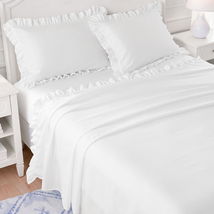 Microfiber Ruffle - King Sheets - Bright White