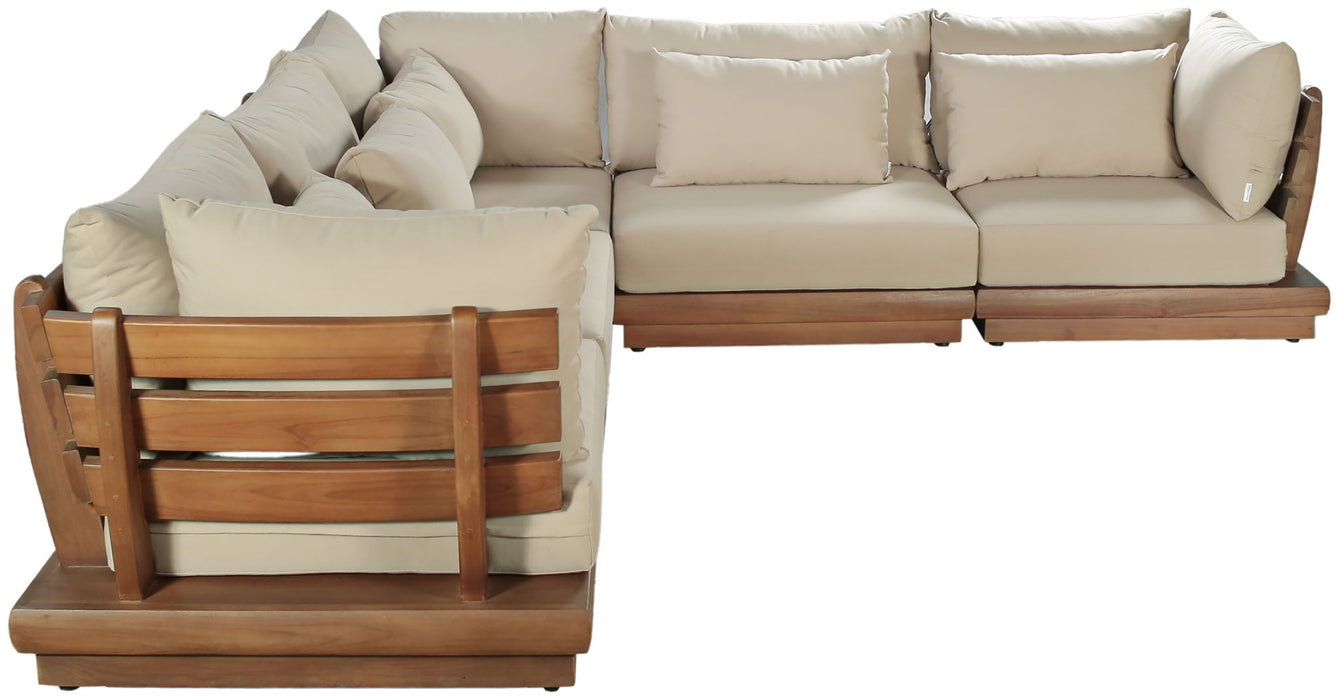Mirella - 5 Piece Water Resistant Fabric Upholstered Outdoor Patio Modular Sectional - Simple Home Plus