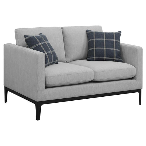 Apperson - Upholstered Track Arm Loveseat - Light Gray - Simple Home Plus