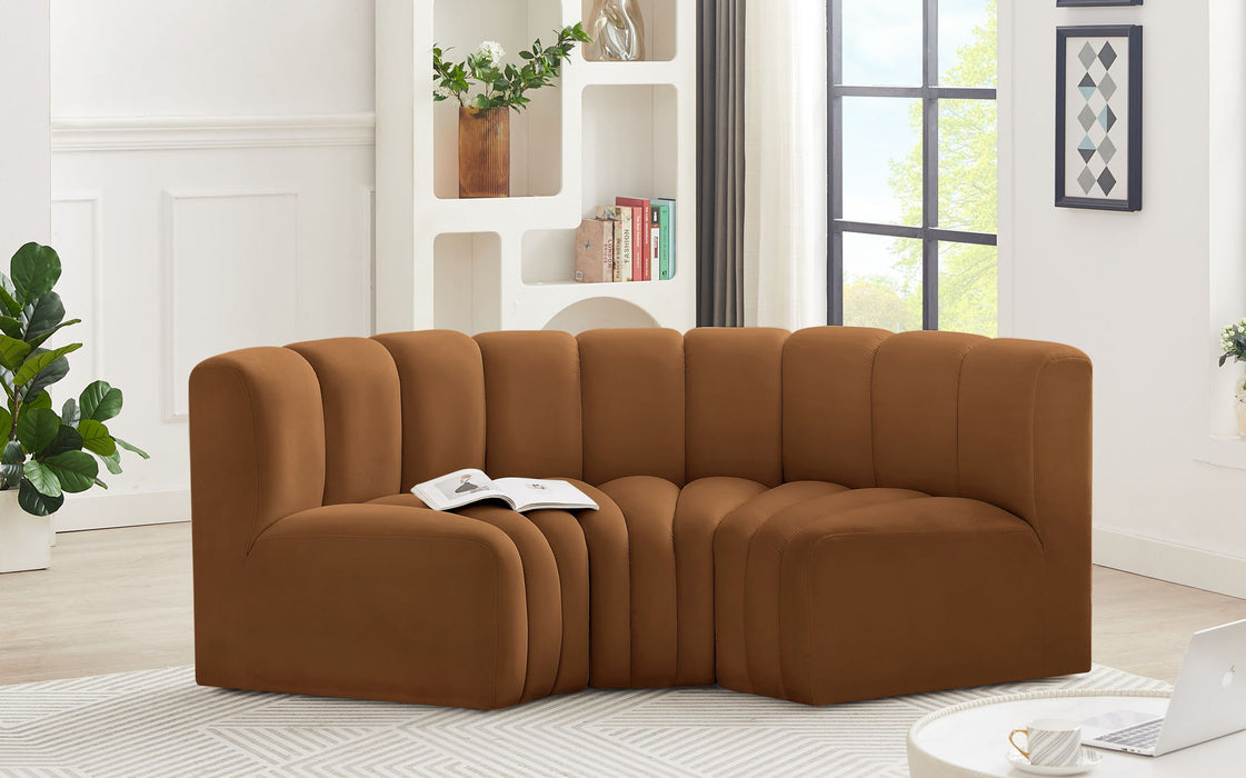 Arc - Velvet 3 Piece Modular U-Shaped Sofa - Saddle - Simple Home Plus