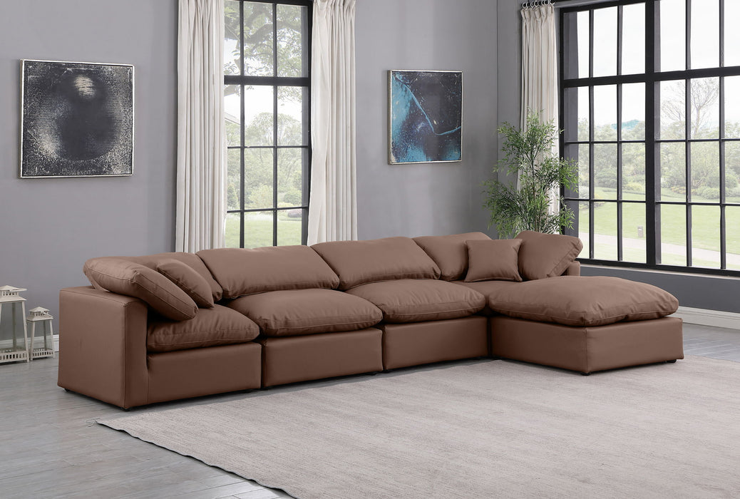 Indulge - Faux Leather 5 Piece Modular Sectional With Chaise - Simple Home Plus