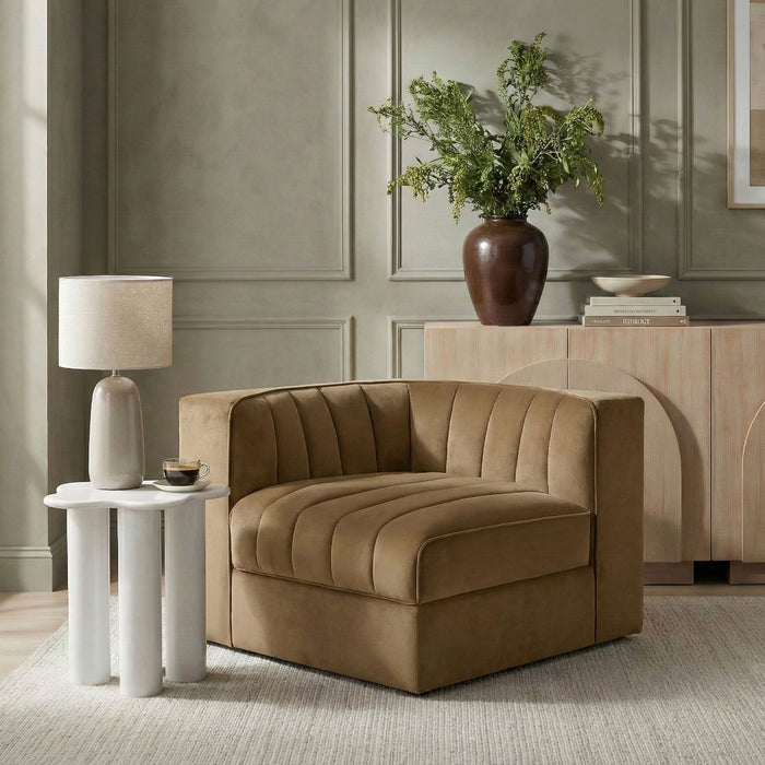 Rummi - Velvet Performance Fabric Upholstered Modular Corner Chair - Simple Home Plus