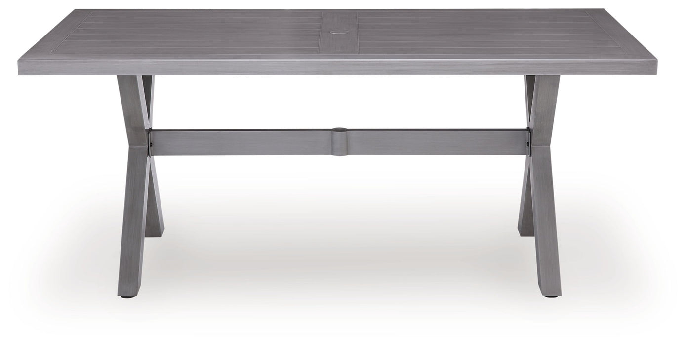 Half Moon Beach - Rectangular Dining Table With Umbrella Option - Gray - Simple Home Plus