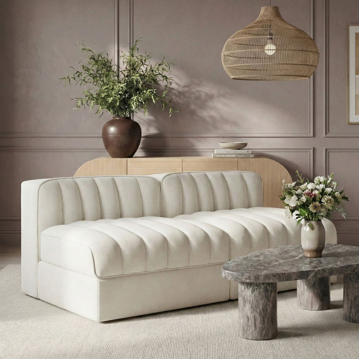 Rummi - Velvet Performance Fabric Upholstered 2 Piece Modular Armless Loveseat - Simple Home Plus