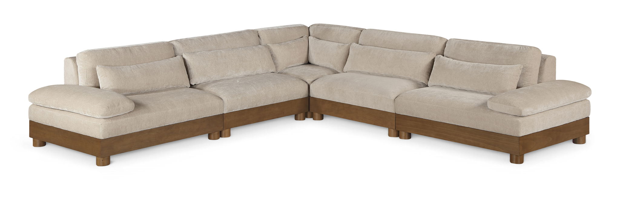 Turin - Chenille Fabric Upholstered Modular Sectional - Taupe - Simple Home Plus