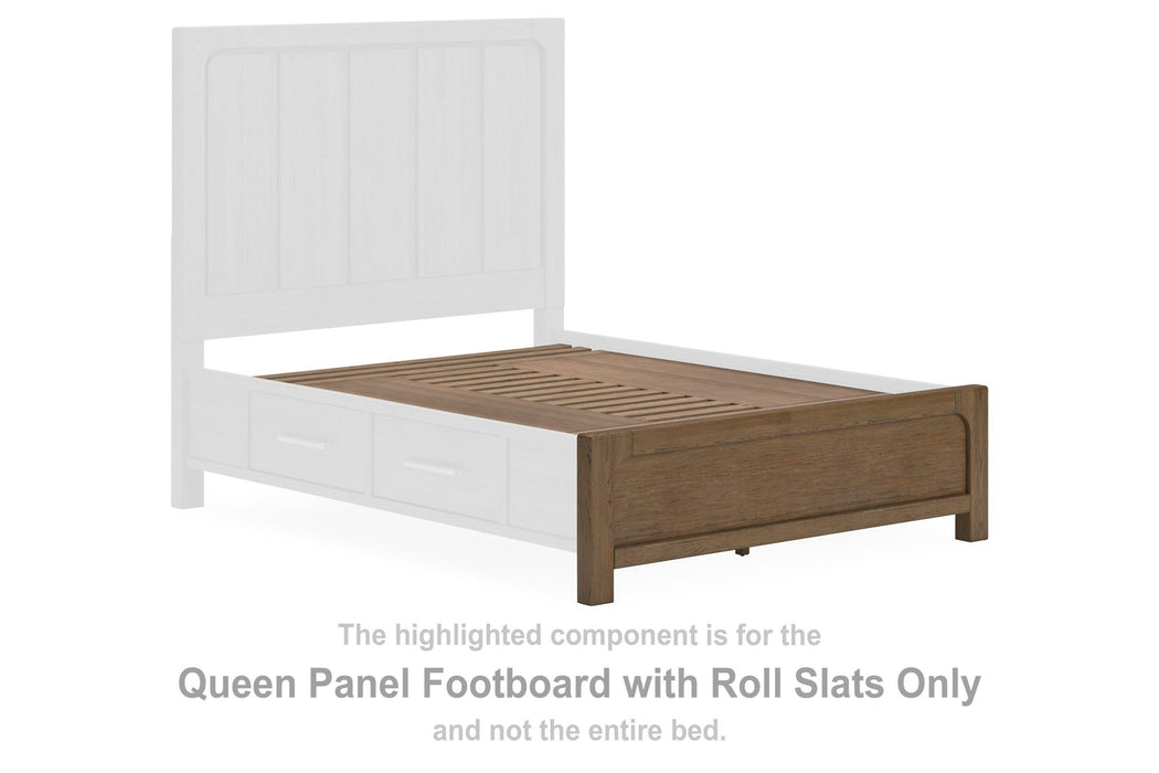 Cabalynn - Queen Panel Footboard with Roll Slats - Light Brown - Simple Home Plus