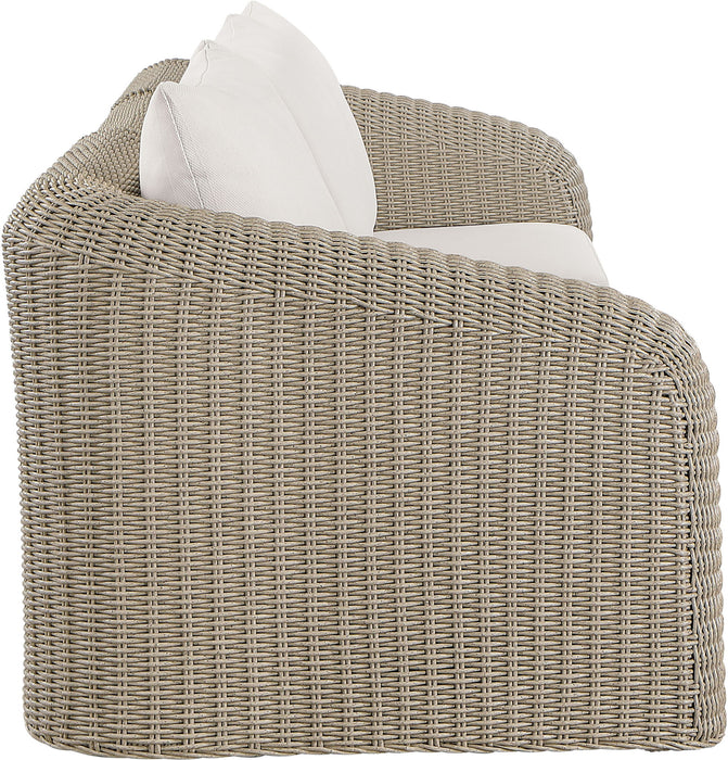 Seacrest - Olefin Water Resistant Fabric And Wicker 3 Piece Outdoor Patio Modular Sofa