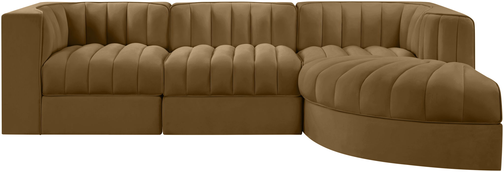 Rummi - Velvet Performance Fabric Upholstered 4 Piece Modular Sectional, With Reverse Corner Chair - Simple Home Plus