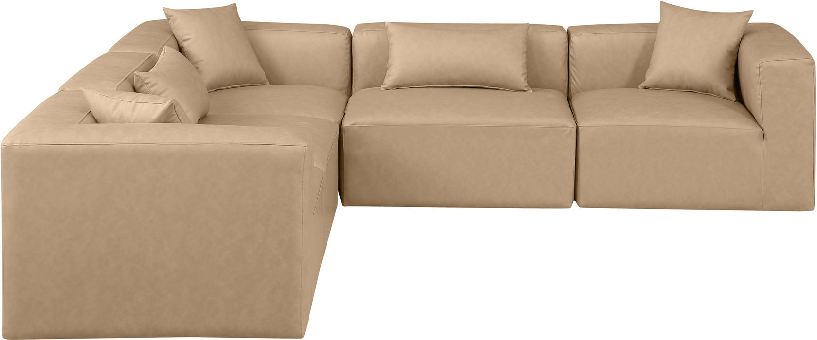 Cube - 5 Piece Modular Corner Sectional - Tan - Simple Home Plus