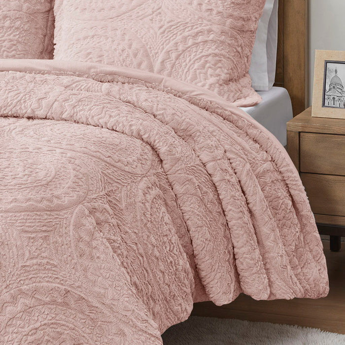 Arya - Embroidered Medallion Ultra Comforter Mini Set - Blush - Simple Home Plus