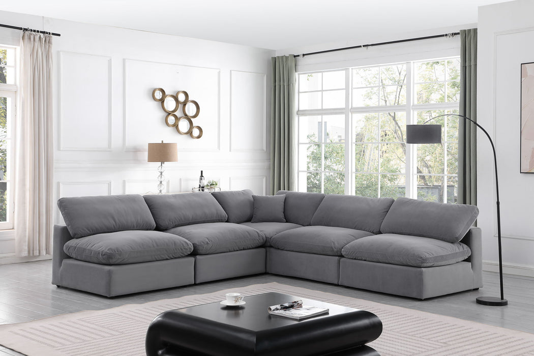 Comfy - 5 Piece Velvet Modular Corner Armless Sectional - Simple Home Plus