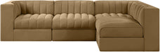 Rummi - Velvet Performance Fabric Upholstered 4 Piece Modular Sectional - Simple Home Plus