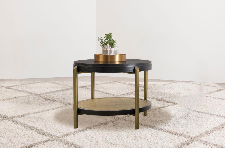 Arini - Round End Side Table With Storage Shelf - Simple Home Plus