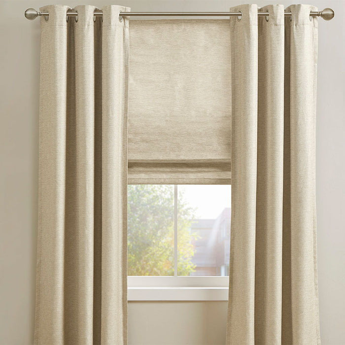 Como - 33" Printed Room Darkening Cordless Roman Shade - Taupe - Simple Home Plus