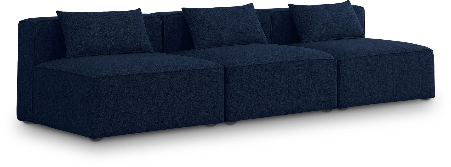 Cube - Linen Modular 3 Seat Armless Sofa - Simple Home Plus