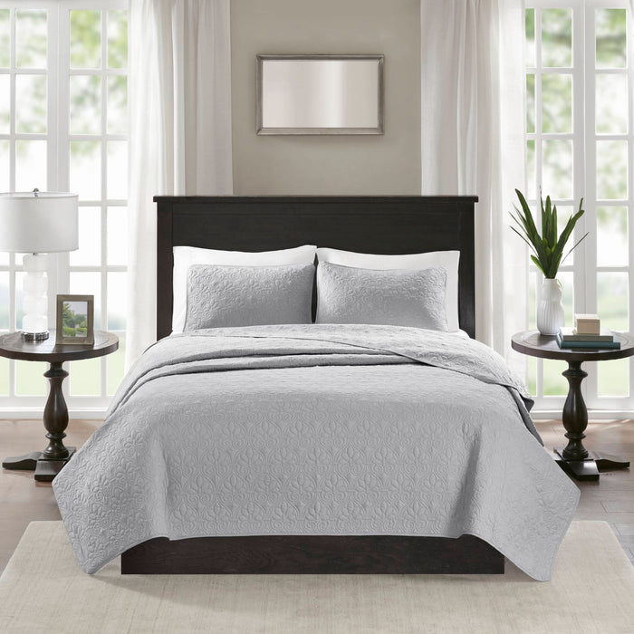 Quebec - Twin Reversible Coverlet Set - Gray - Simple Home Plus