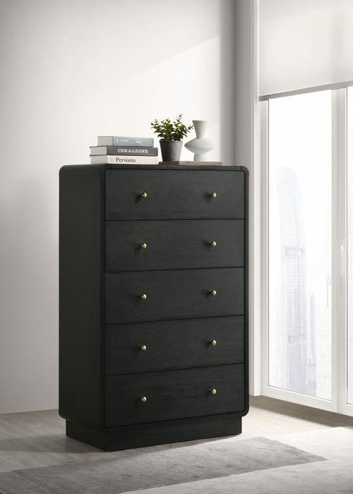 Cavelle - 5-Drawer Chest Of Drawers - Black - Simple Home Plus