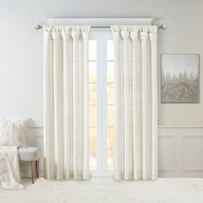Emilia - Twist Tab Lined Window Curtain Panel Pair - White - Simple Home Plus