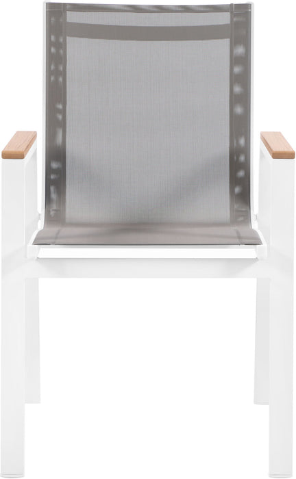 Nizuc - Outdoor Patio Dining Arm Chair With White Frame And Natural Arms (Set of 2) - Simple Home Plus