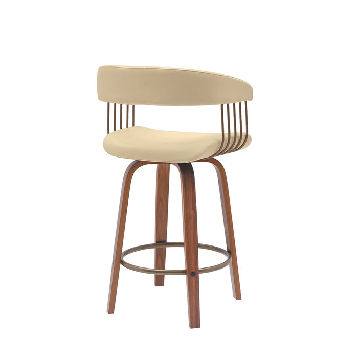 Topanga - Swivel Walnut Wood Stool - Simple Home Plus