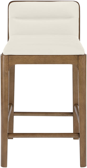 Ellis - Vegan Leather Upholstered Counter Stool (Set of 2) - Brown Base - Simple Home Plus