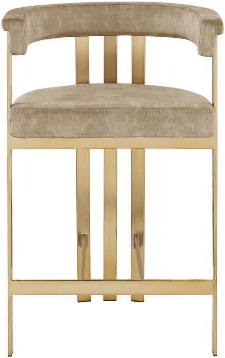 Marcello - Counter Stool With Brushed Gold Iron Frame (Set of 2) - Beige - Simple Home Plus