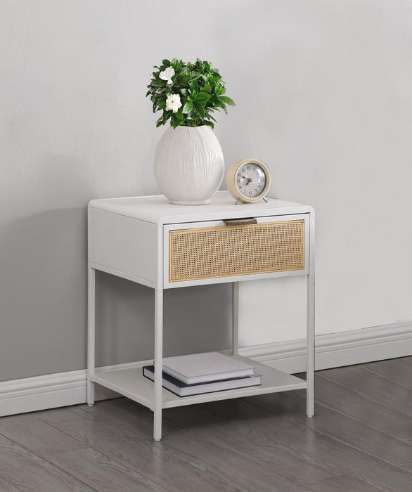 Amherst - 1-Drawer Radio Weave Rattan Metal Side Table - Simple Home Plus