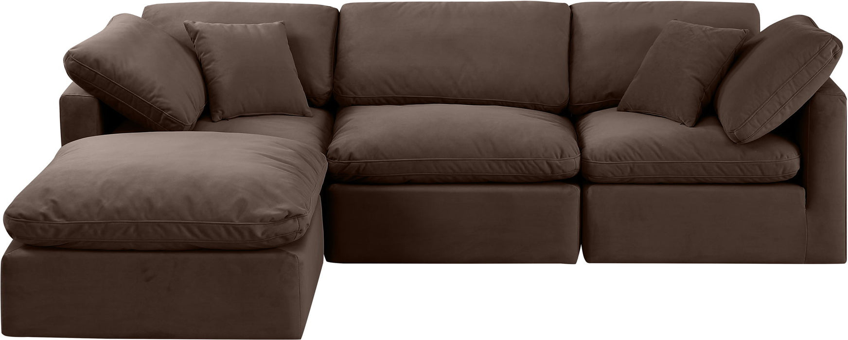 Indulge - Velvet 4 Piece Modular Sectional With Chaise - Simple Home Plus
