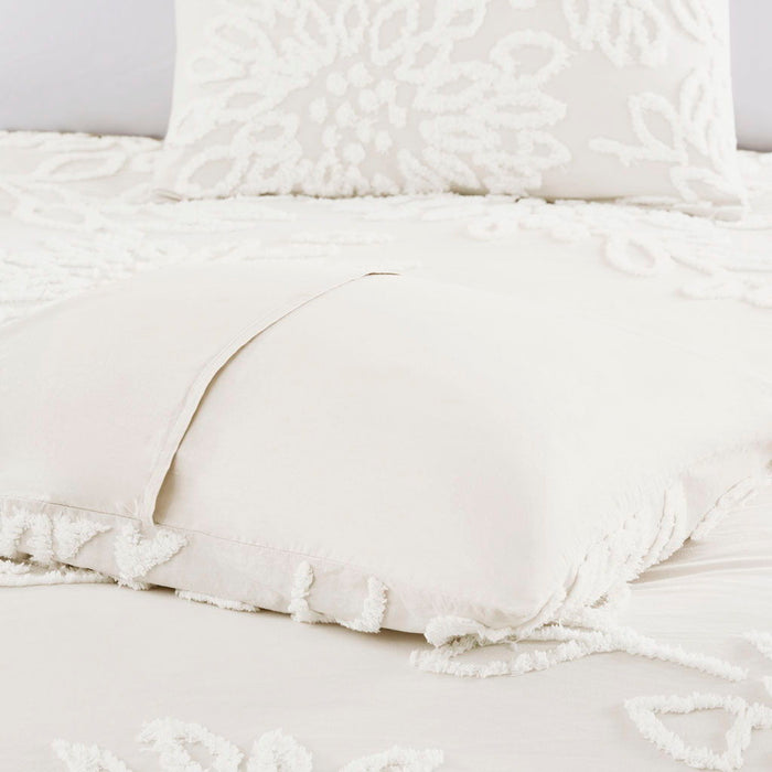 Veronica - 3 Piece Tufted Floral Comforter Set - Off White - Simple Home Plus