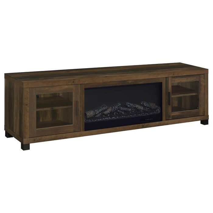Havering - 71" TV Stand Fireplace Media Console - Dark Pine - Simple Home Plus