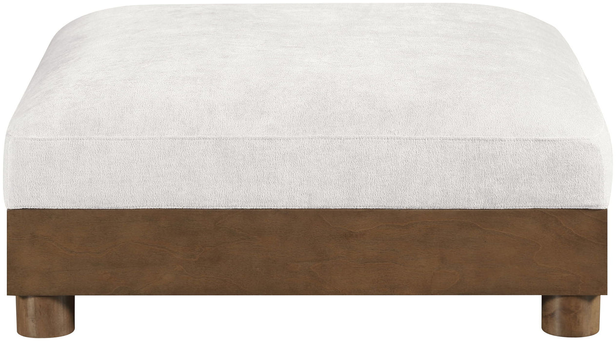 Turin - Chenille Fabric Upholstered Modular Ottoman - Walnut Base - Simple Home Plus