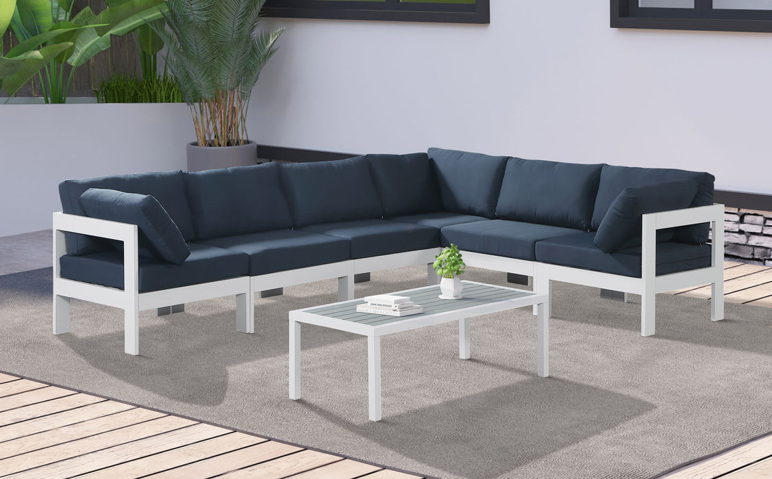 Nizuc - Outdoor Patio 6 Piece Modular Sectional With White Frame