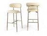 Lupita - Vegan Leather Upholstered Bar Stool (Set of 2) - Cream / Brushed Gold - Simple Home Plus