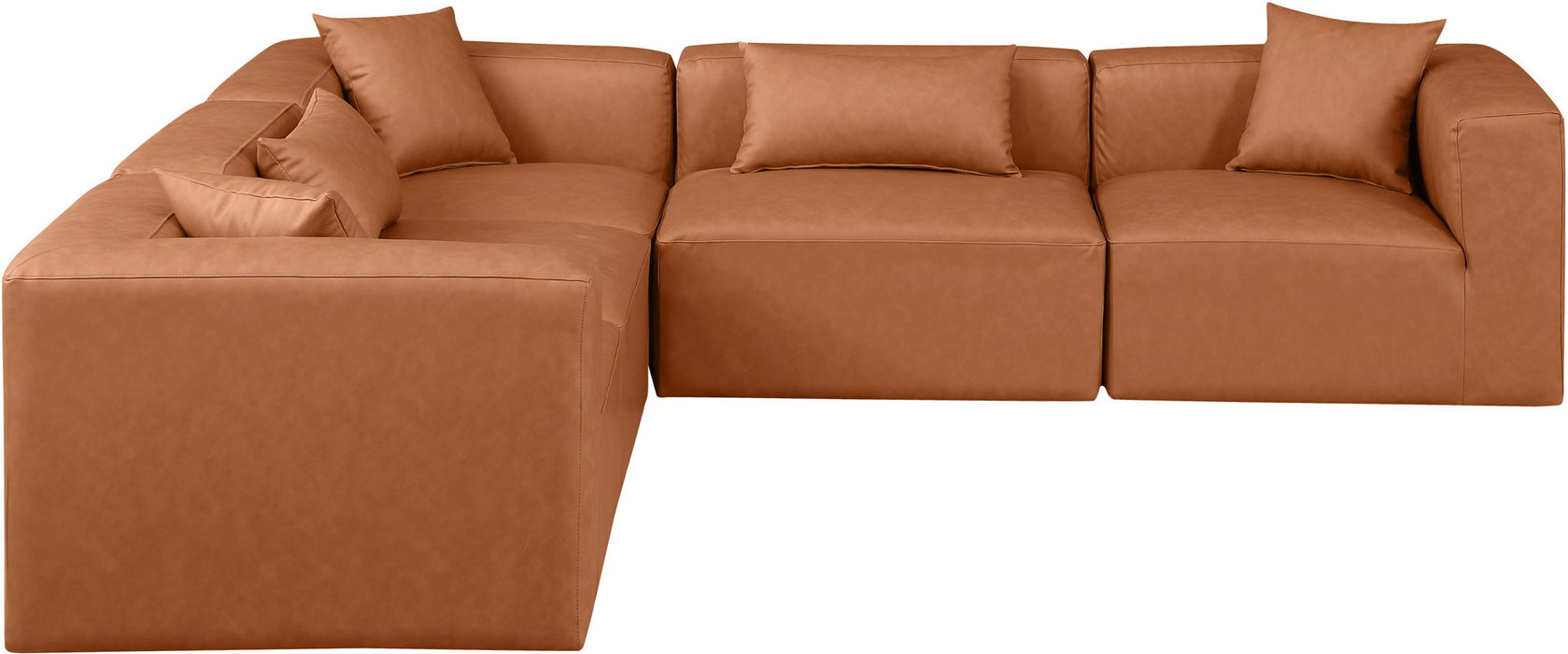 Cube - 5 Piece Modular Corner Sectional - Cognac - Simple Home Plus