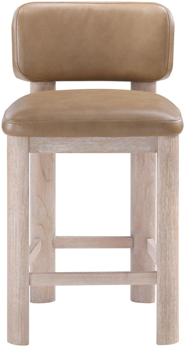 Paloma - Vegan Leather Upholstered Counter Stool (Set of 2) - Tan / Rich Natural - Simple Home Plus