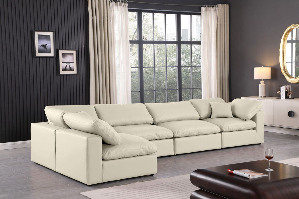 Comfy - 5 Piece Faux Leather Modular Sectional - Simple Home Plus