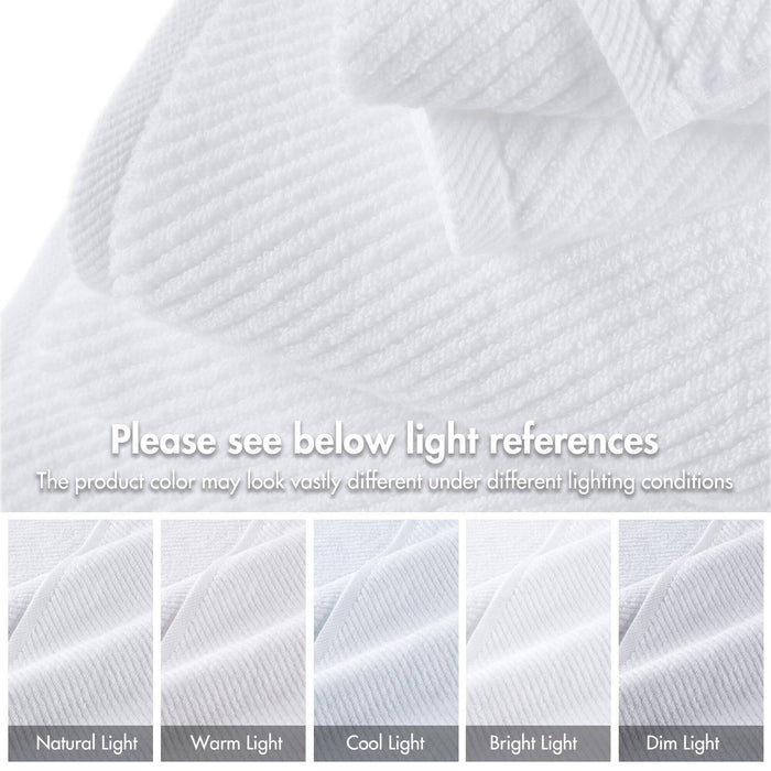 Diagonal Ribbed - 6 Piece Towels Set - White - Simple Home Plus