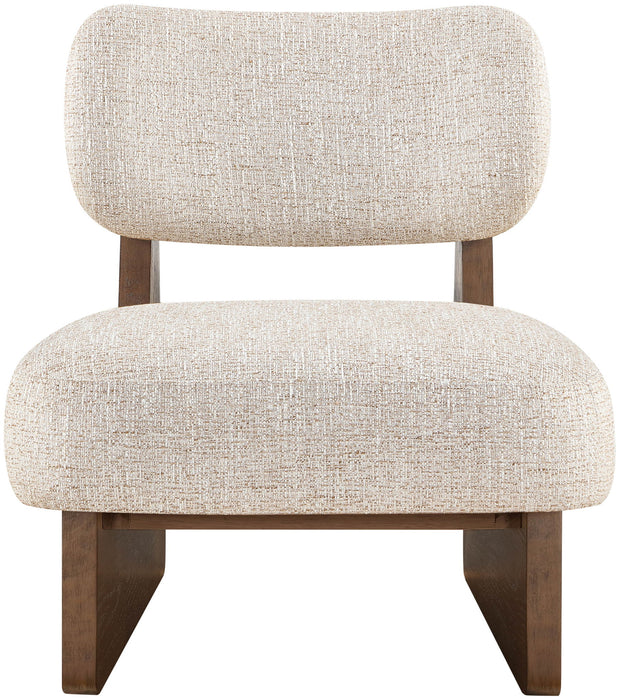 Vetra - Linen Textured Fabric Upholstered Accent Chair With Brown Base - Simple Home Plus