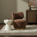 Elara - Velvet Upholstered Swivel Accent Chair - Stained Natural - Simple Home Plus