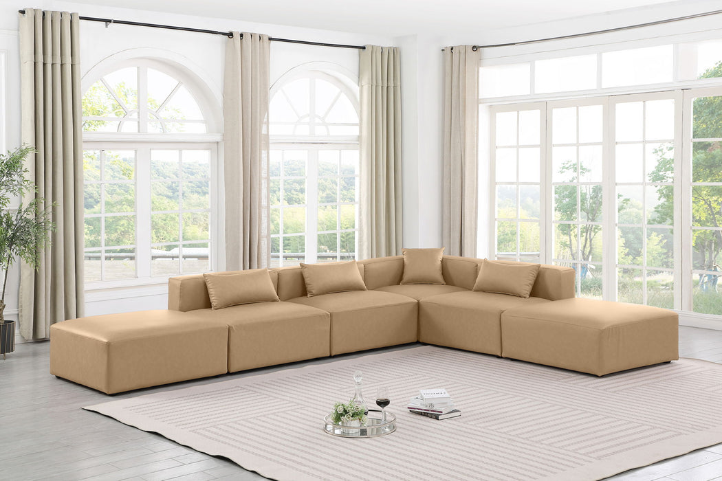 Cube - 6 Piece Modular Corner Armless Sectional - Tan - Simple Home Plus