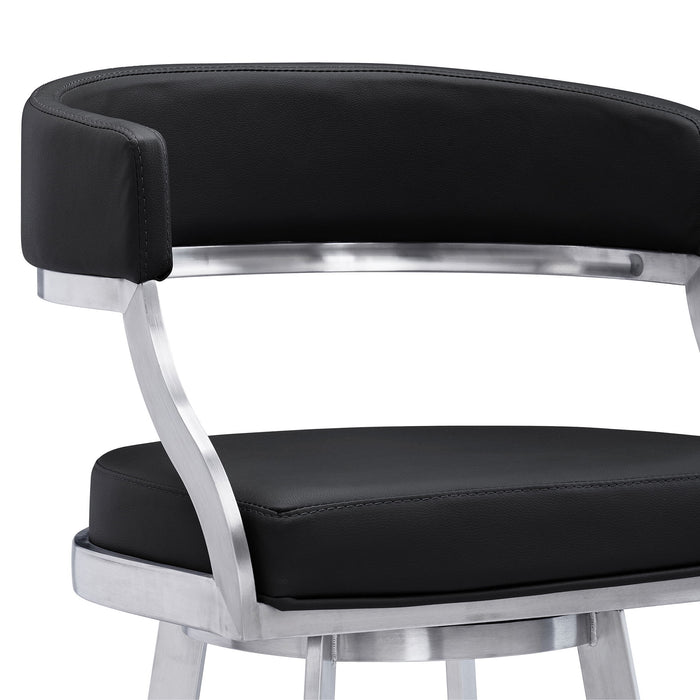 Dione - Swivel Faux Leather And Brushed Stainless Steel Bar Stool