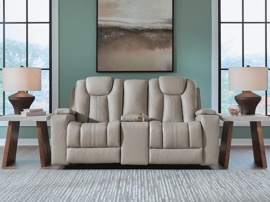 Elevate Edges - Glide Reclining Loveseat With Console - Coin - Simple Home Plus