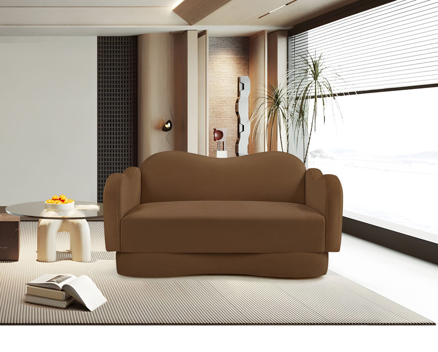 Bloom - Velvet Loveseat - Saddle - Simple Home Plus